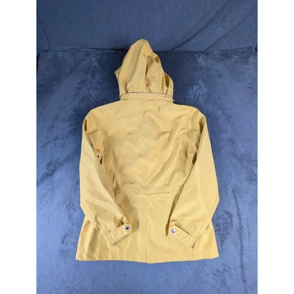 Lands' End Women's Yellow Hooded Rain Jacket Parka Size 10-12 Waterproof Shell - Picture 3 of 12